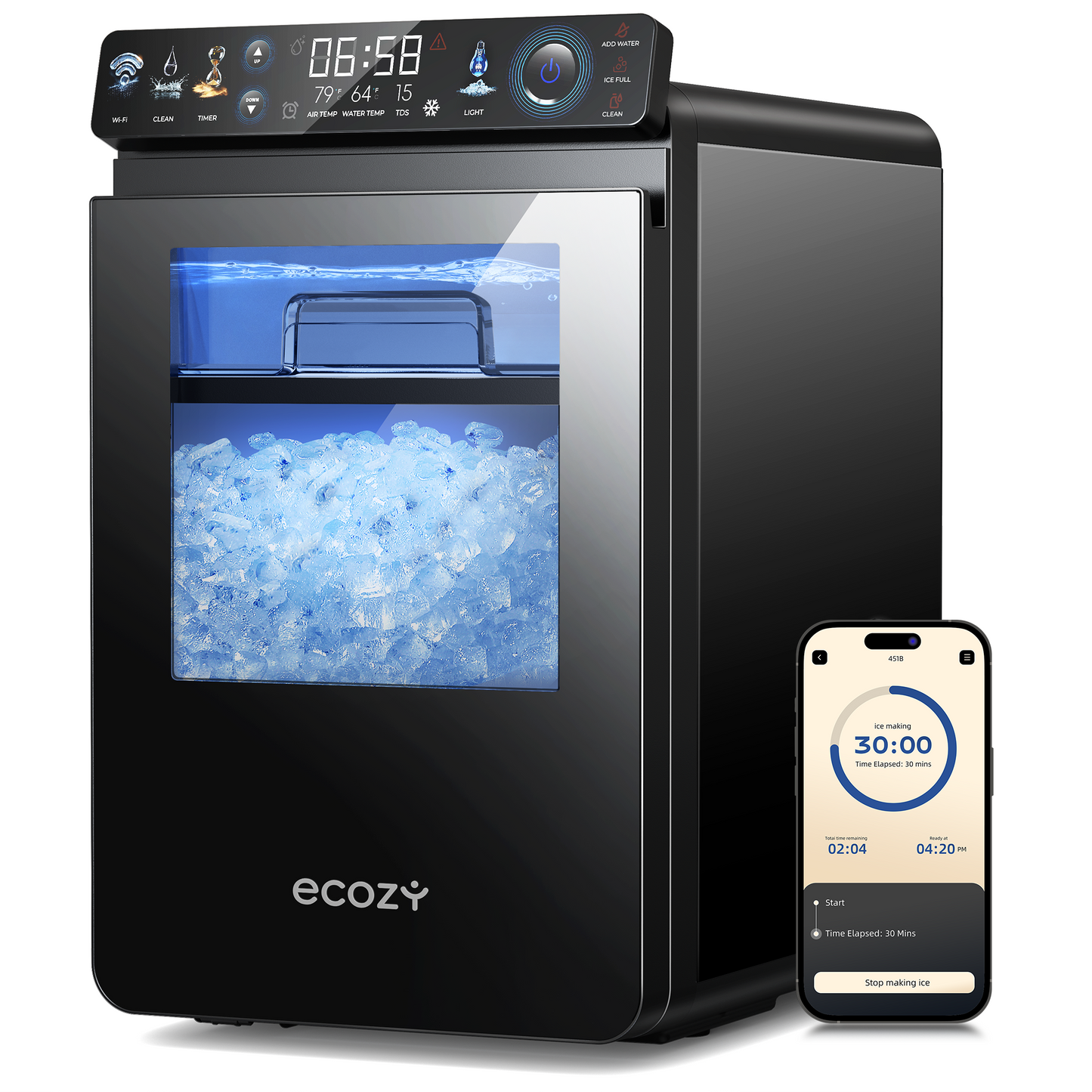 Ecozy Chillio Nugget Ice Maker Countertop IM-NS451B