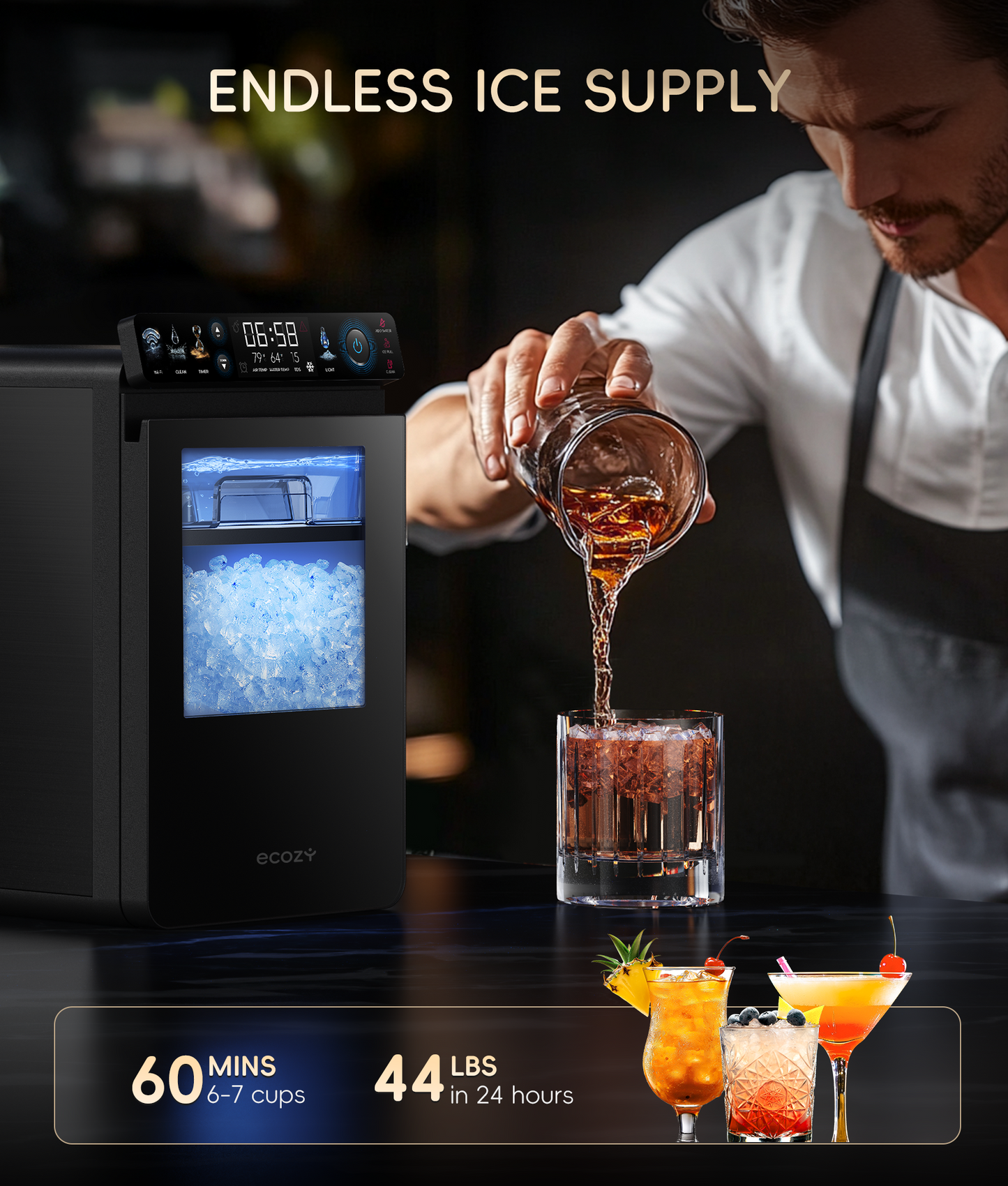 Ecozy Chillio Nugget Ice Maker Countertop IM-NS451B