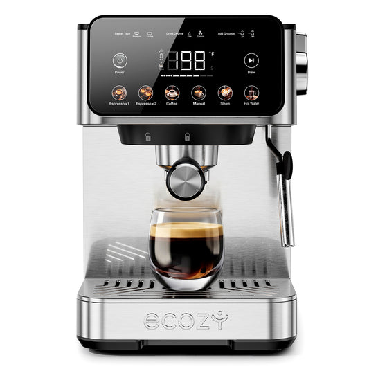 Ecozy Chillio 2-in-1 Espresso Machine with Milk Frother, Guided Touchscreen CM-PM112C