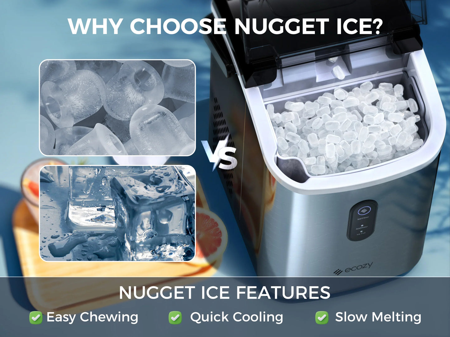 Ecozy Chillio Nugget Ice Maker Countertop Mistalo IM-NS280C