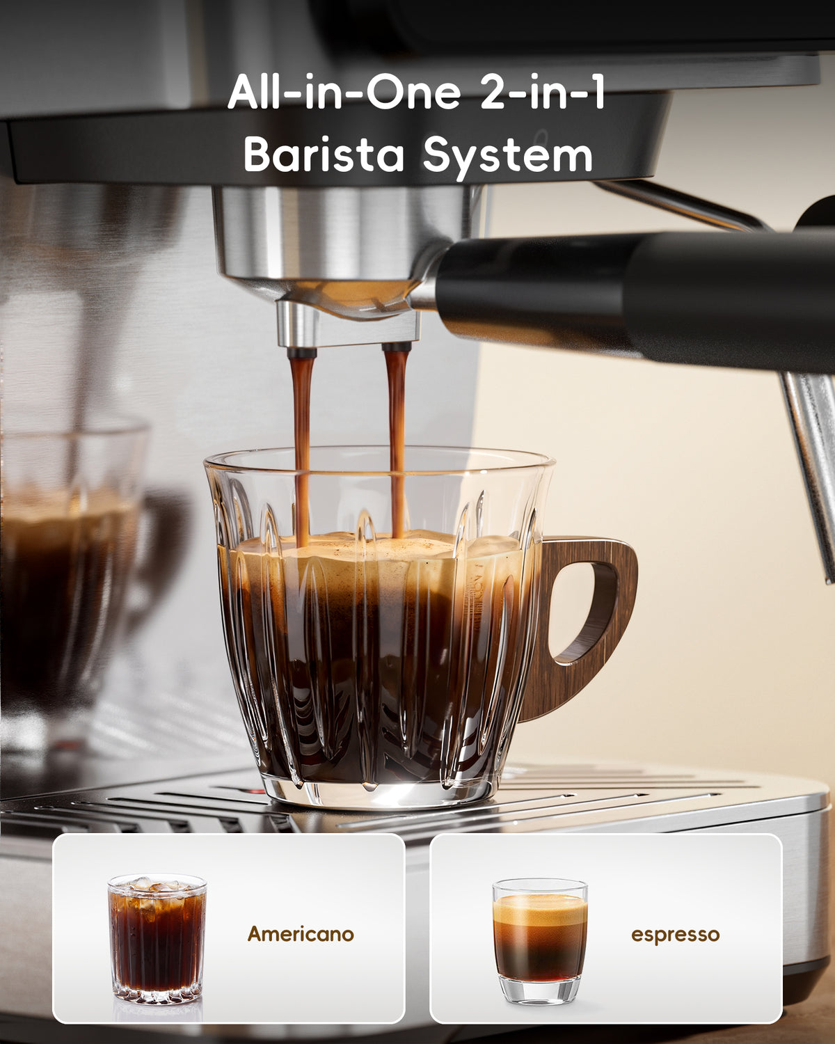 Ecozy Chillio 2-in-1 Espresso Machine with Milk Frother, Guided Touchscreen CM-PM112C