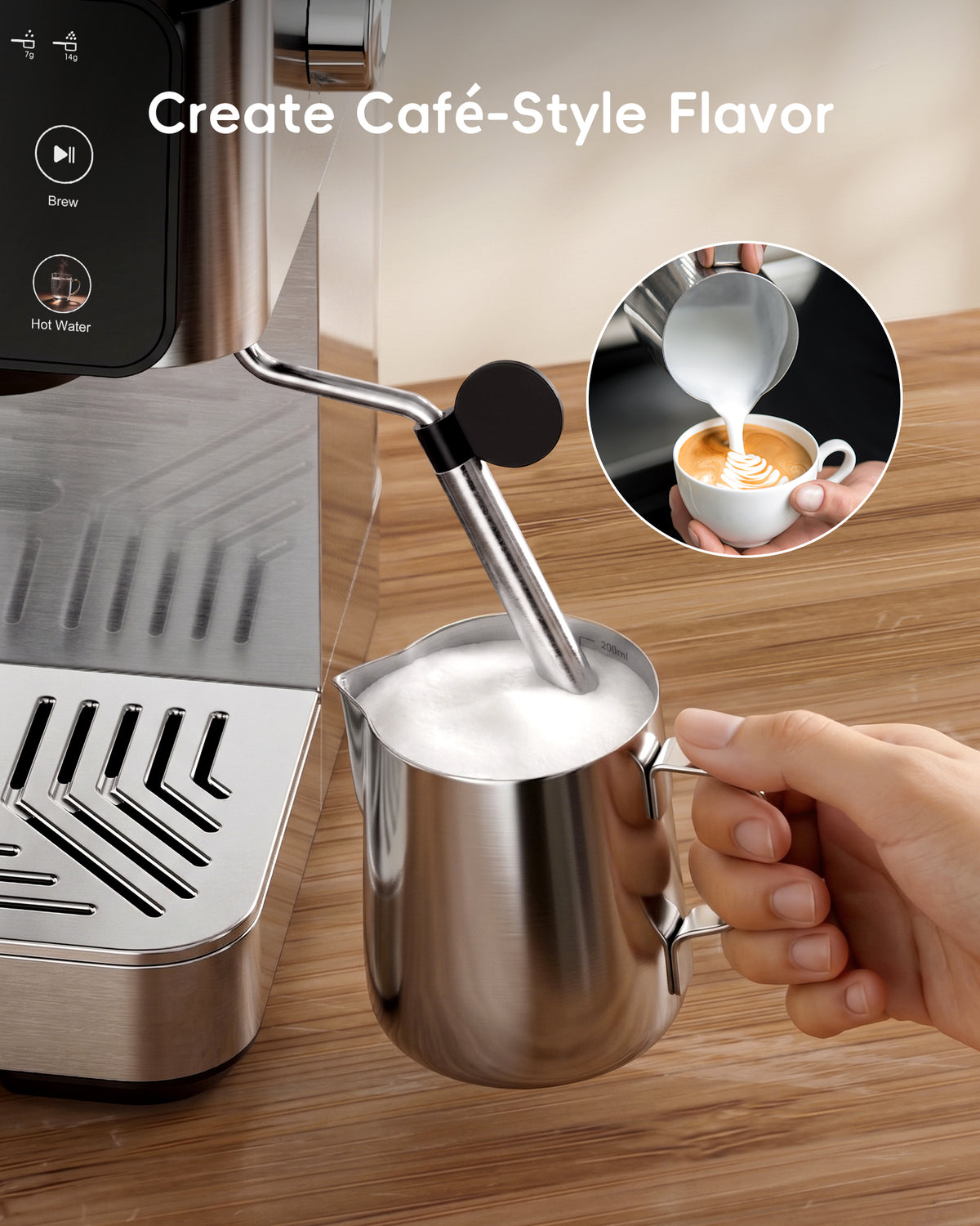 Ecozy Chillio 2-in-1 Espresso Machine with Milk Frother, Guided Touchscreen CM-PM112C