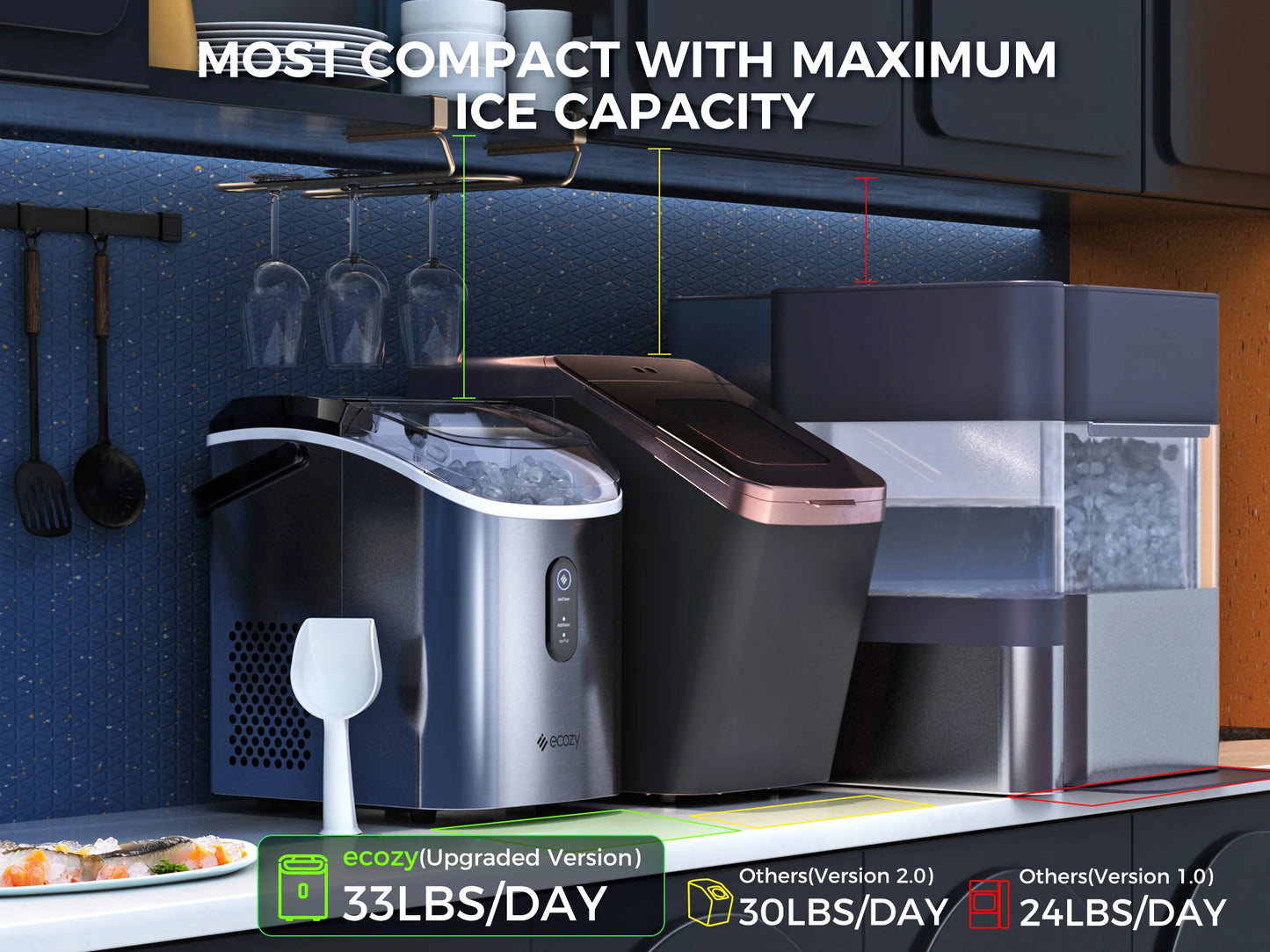 Ecozy Chillio Nugget Ice Maker Countertop Mistalo IM-NS280C