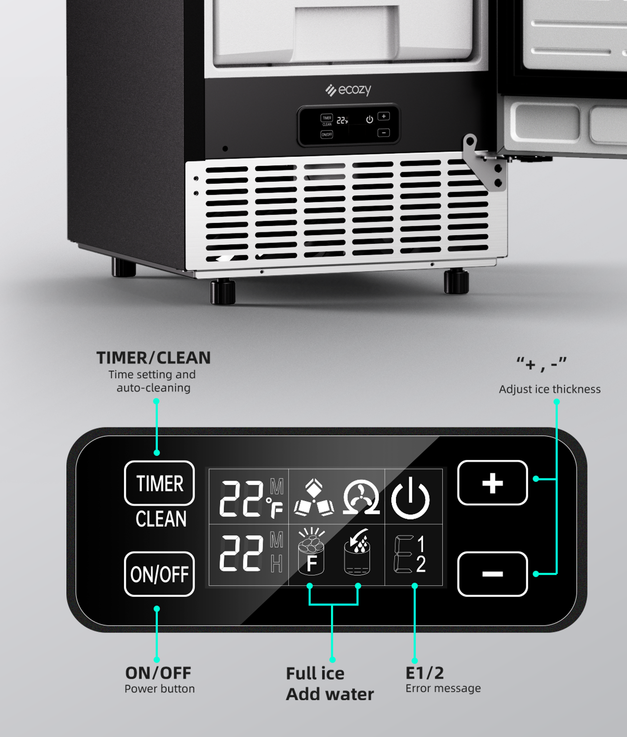 Ecozy Chillio 15" Under Counter Ice Maker Machine IM-SB801A