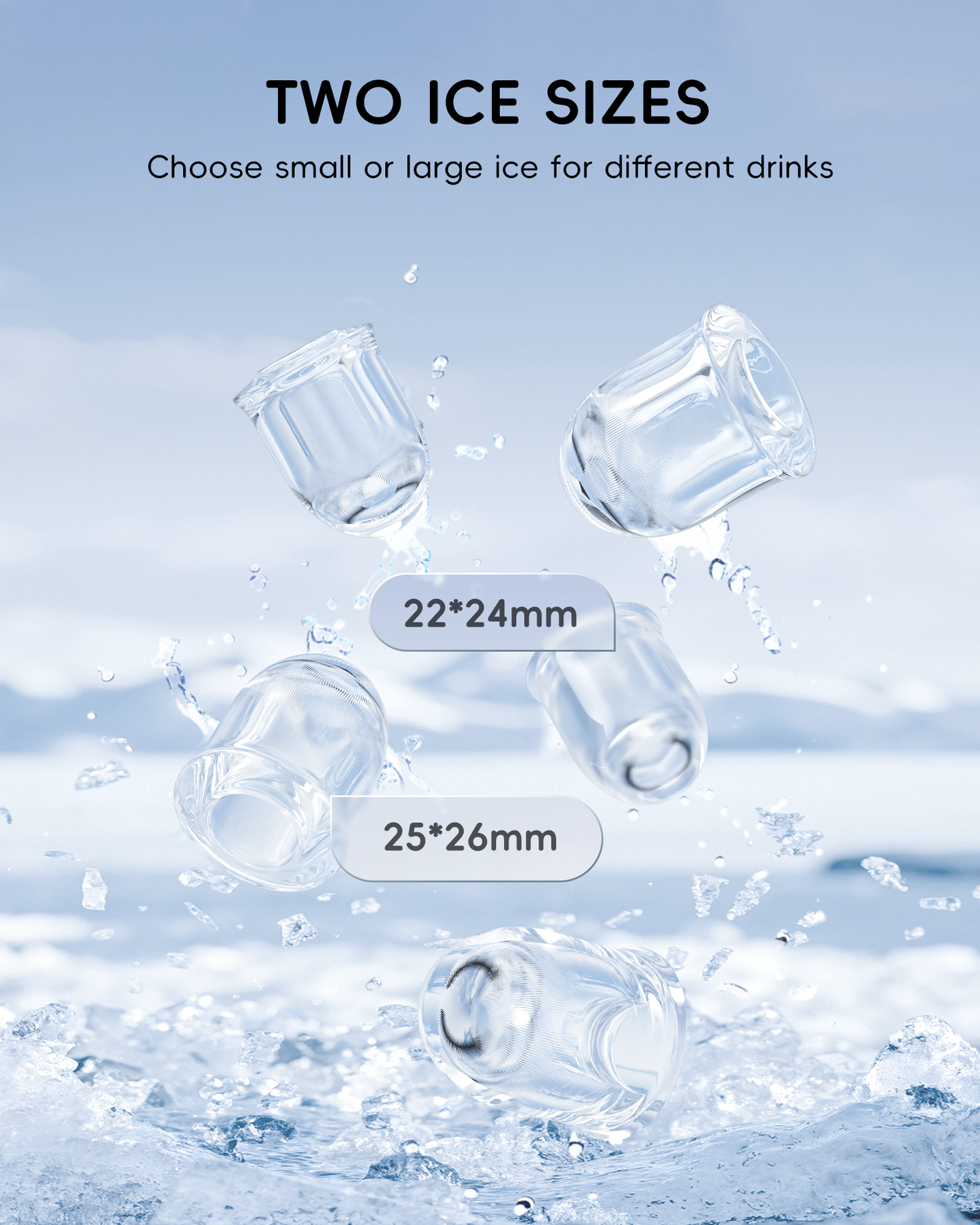 Ecozy Chillio Bullet Ice Makers Countertop, Ultra Slim Design with Full-Color Panel IM-BS262A