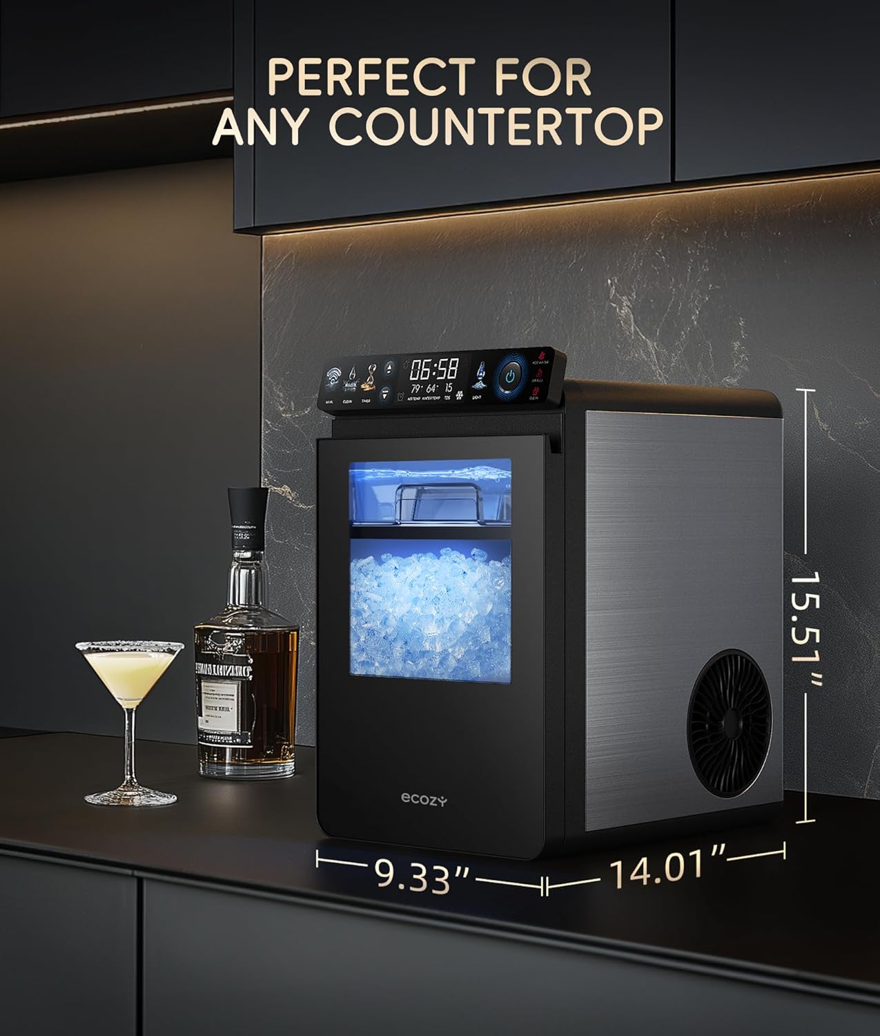 Ecozy Chillio Smart Panel Nugget Ice Maker Mistalo IM-NS451B