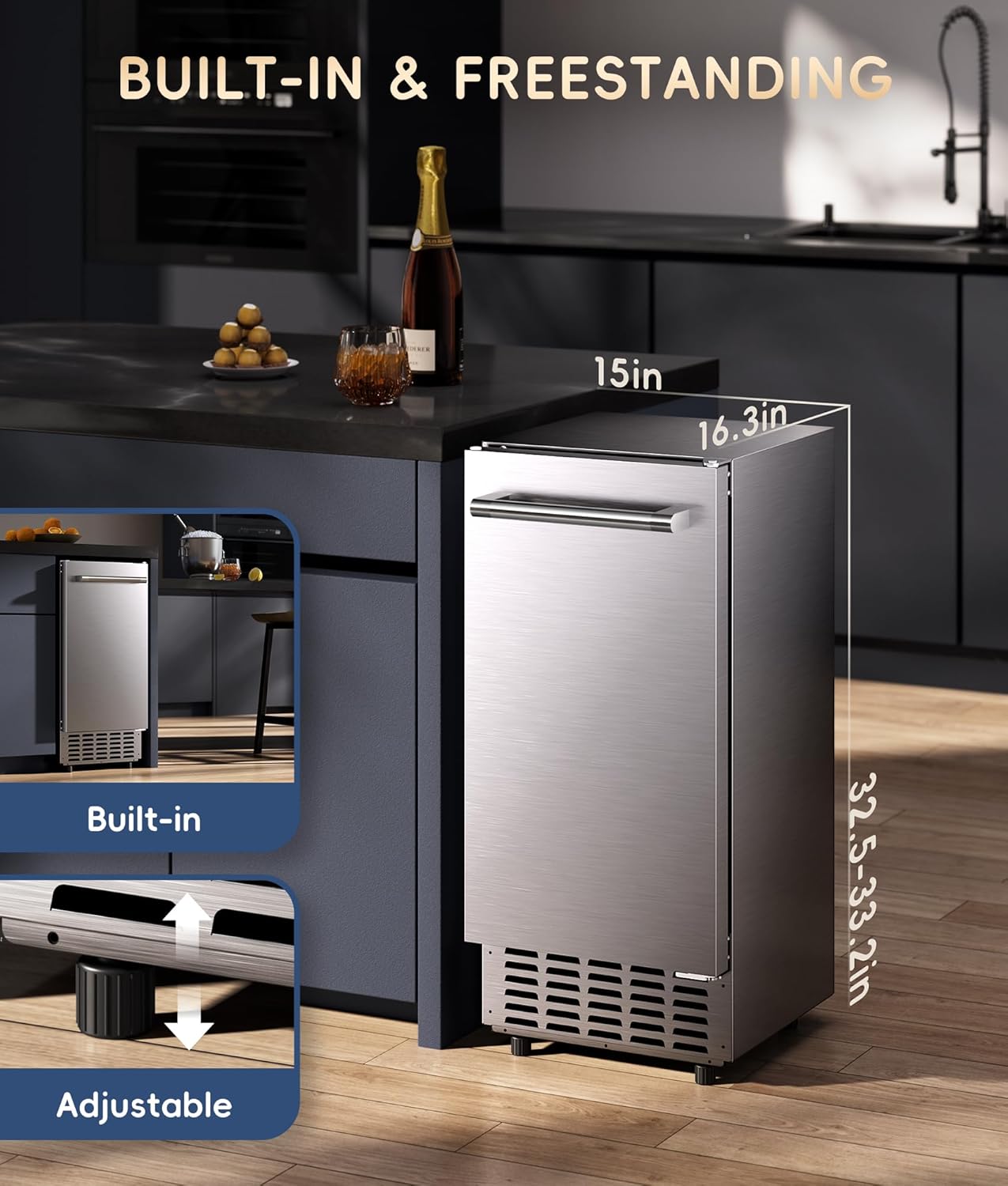 Ecozy Chillio Under Counter Nugget Ice Maker Machine IM-NB661A
