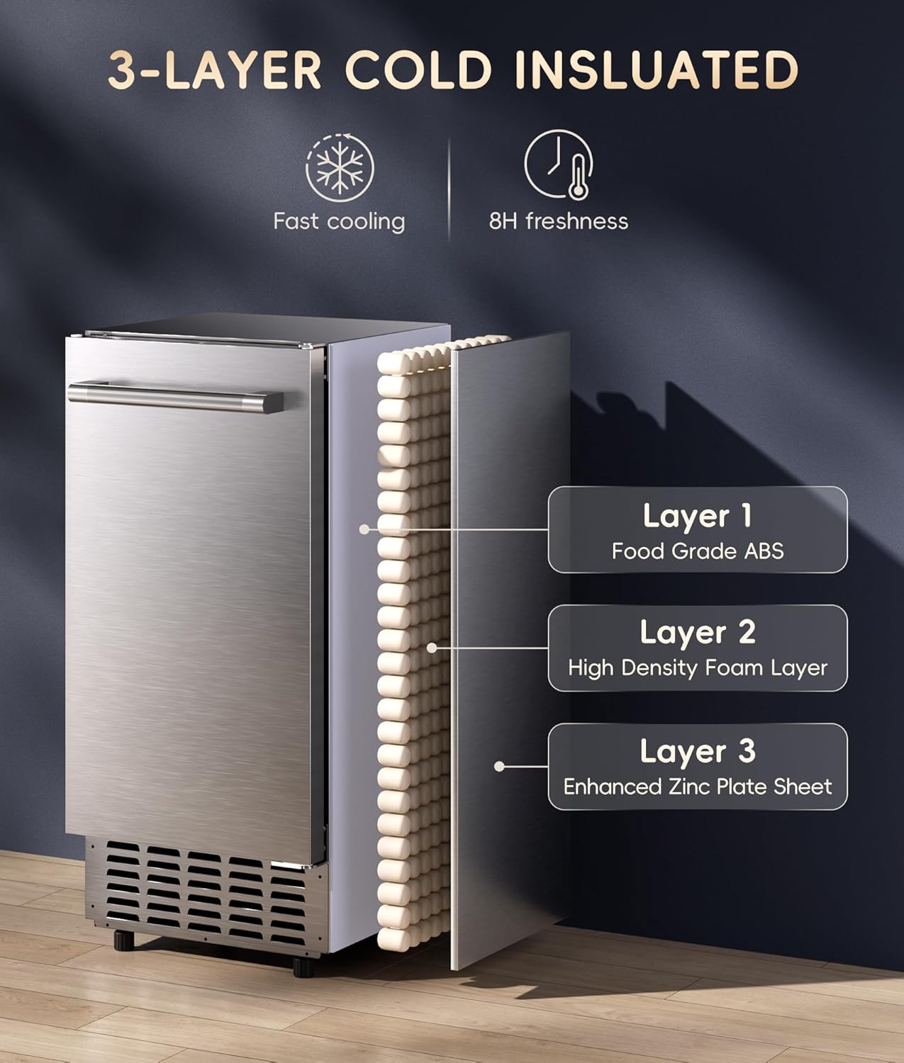 Ecozy Chillio Under Counter Nugget Ice Maker Machine IM-NB661A