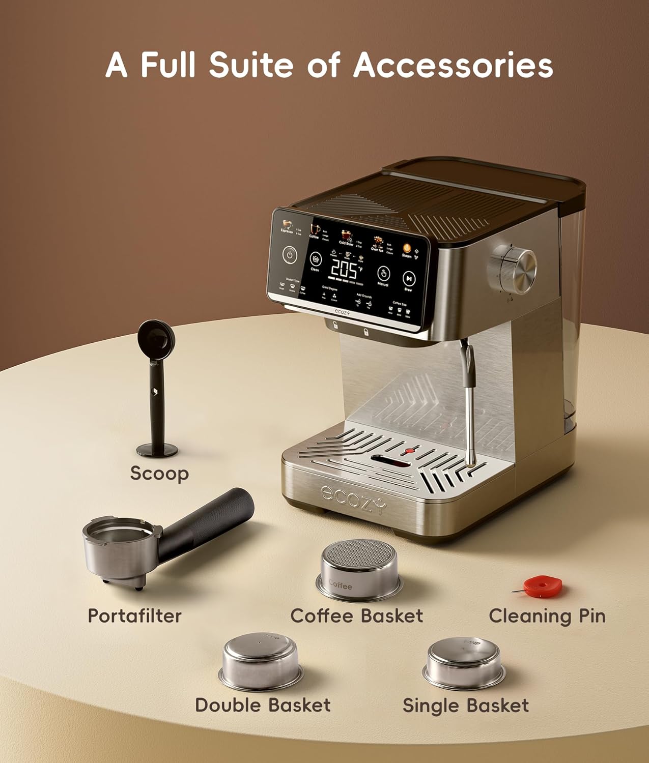 Ecozy Chillio 4-in-1 Espresso Machine and Coffee Maker CM-PM020A