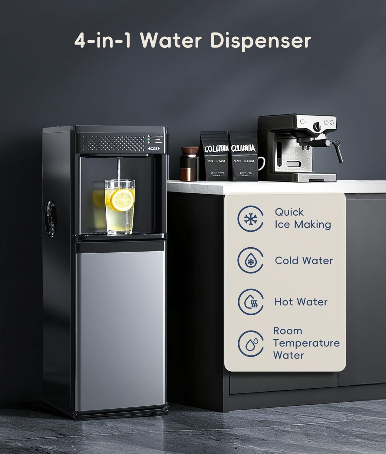 Ecozy Chillio 4-in-1 Water Dispenser with Ice Maker WC-BW342C