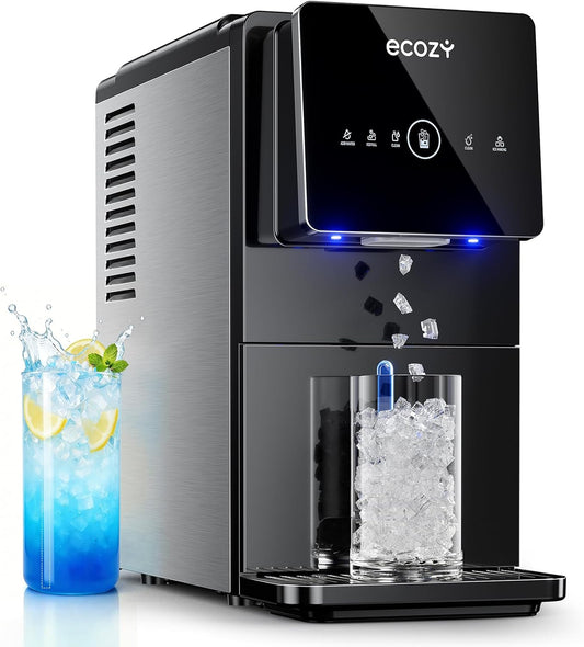 Ecozy Chillio Nugget Ice Makers Dispenser 40 lbs Per Day Pebble Sonic Ice Machine Countertop IM-ND332C