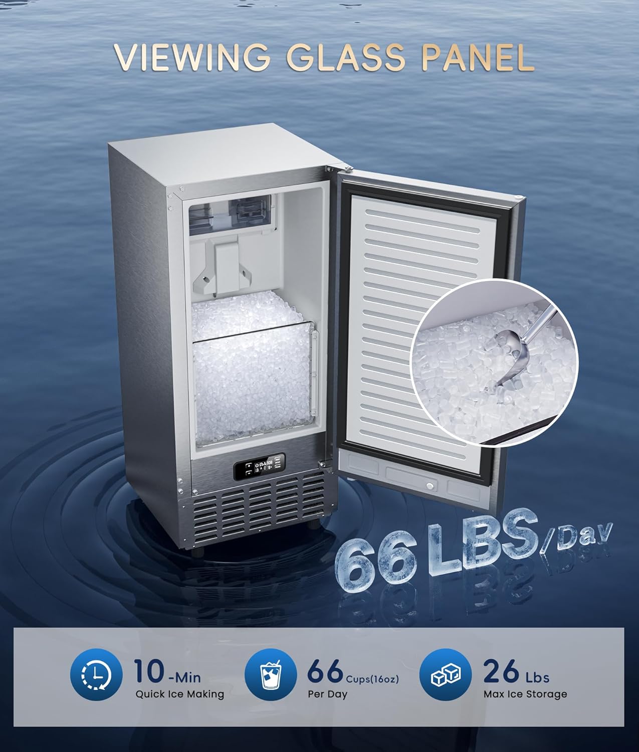 Ecozy Chillio Under Counter Nugget Ice Maker Machine IM-NB661A
