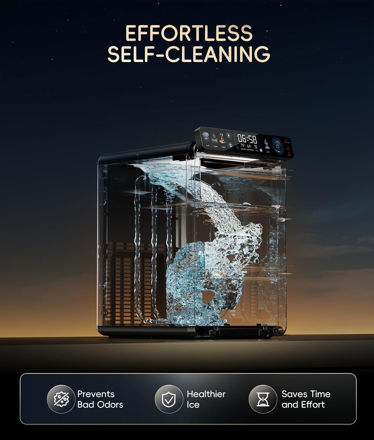 Ecozy Chillio Smart Panel Nugget Ice Maker Mistalo IM-NS451B