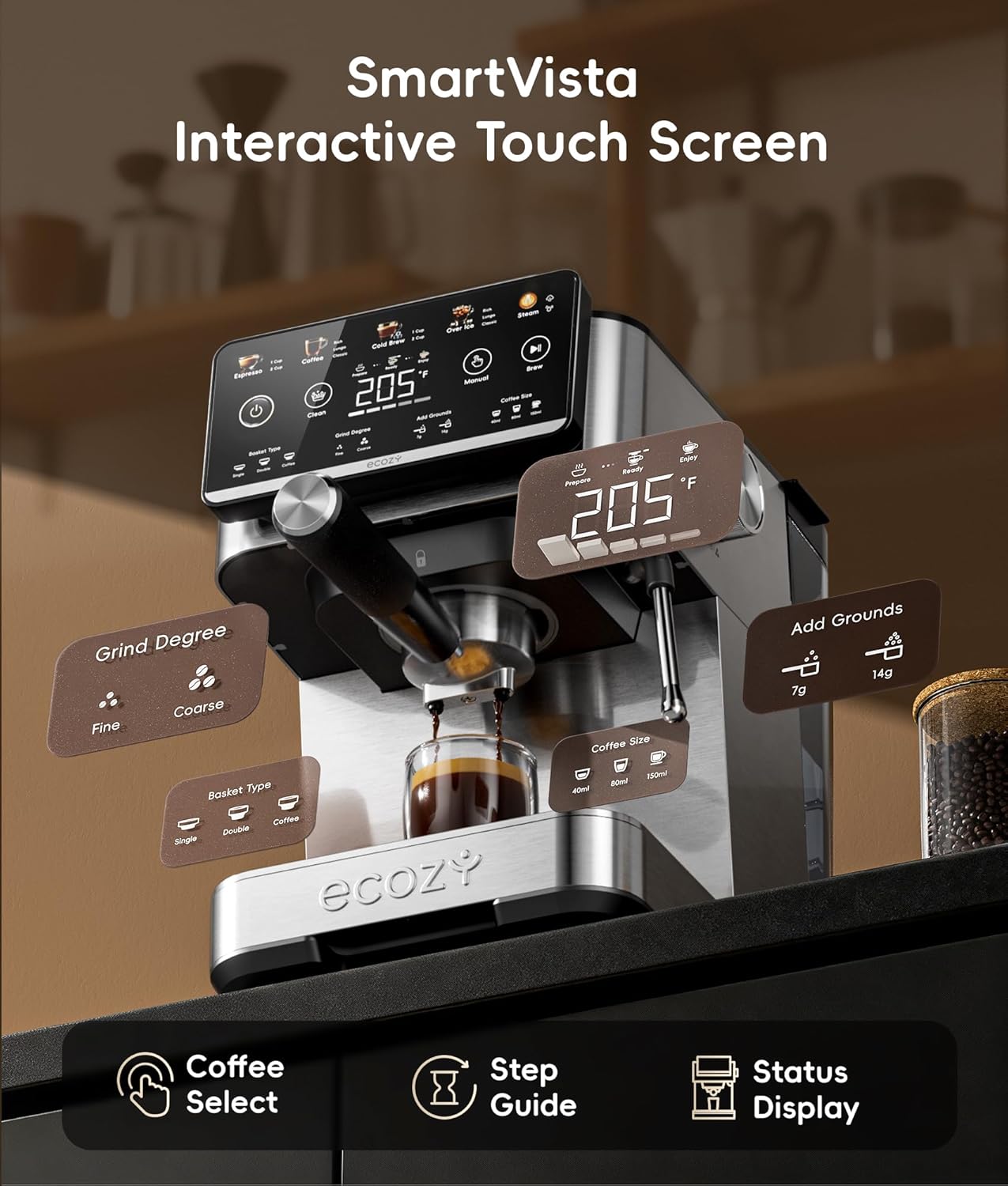 Ecozy Chillio 4-in-1 Espresso Machine and Coffee Maker CM-PM020A