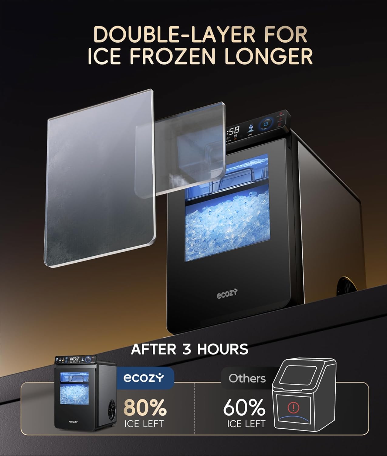 Ecozy Chillio Smart Panel Nugget Ice Maker Mistalo IM-NS451B