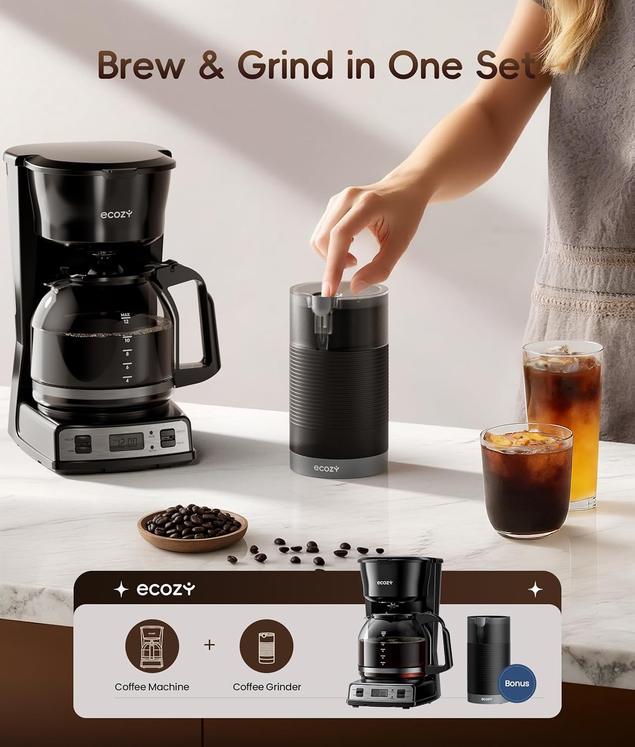 Ecozy Chillio 12-Cup Programmable Coffee Maker CM-DM122A