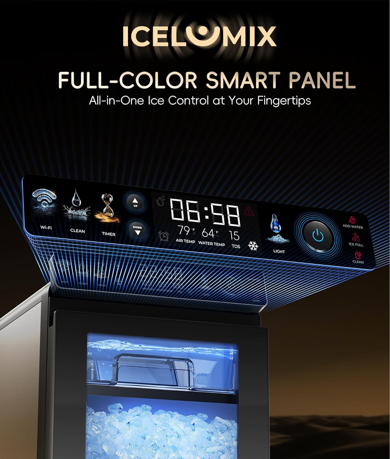 Ecozy Chillio Smart Panel Nugget Ice Maker Mistalo IM-NS451B