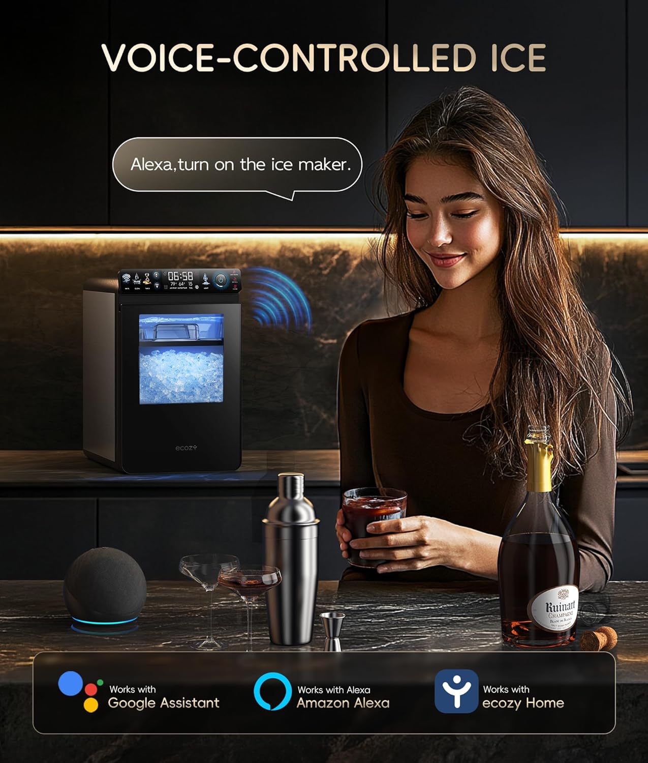 Ecozy Chillio Smart Panel Nugget Ice Maker Mistalo IM-NS451B